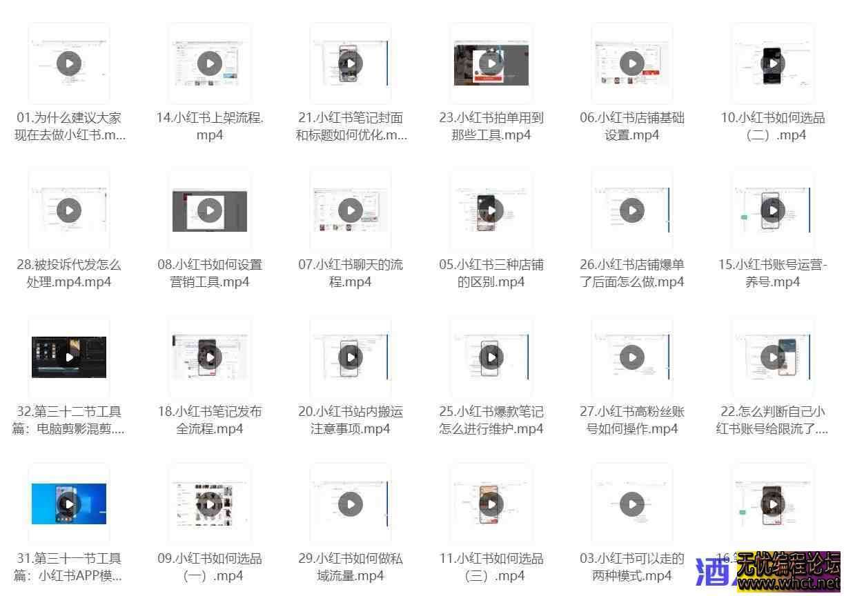 小红书电商新手入门到精通实操课  3703 无忧技术吧www.92wuyou.cn