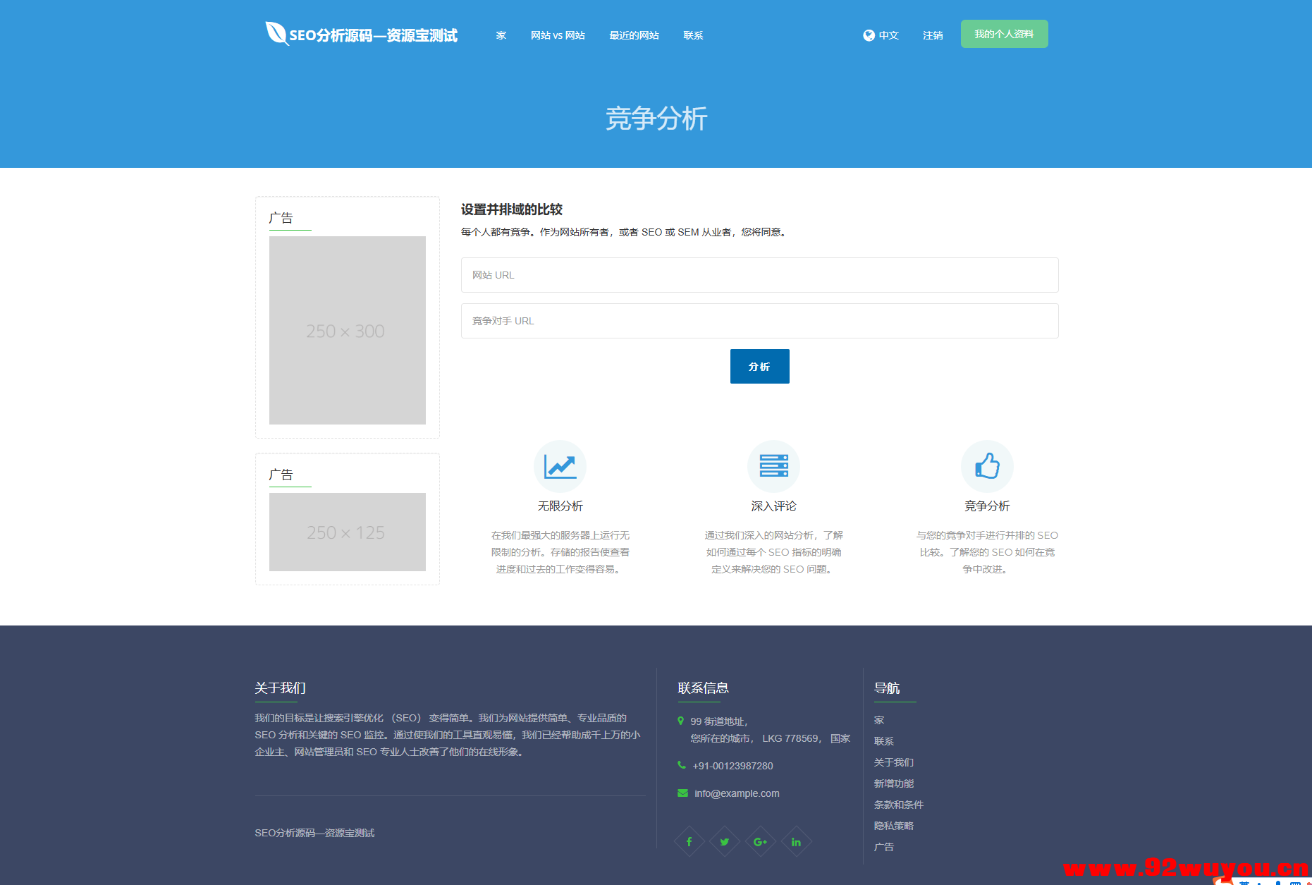 高级 SEO 化在线优化检测分析源码，获得更高收录  6378 无忧技术吧www.92wuyou.cn
