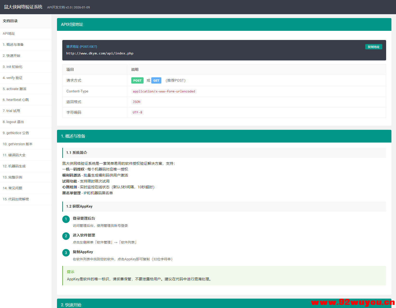 鼠大侠网络验证系统源码 一机一码授权验证 全开源  8706 无忧技术吧www.92wuyou.cn