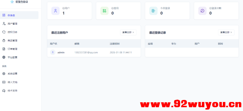 2026全新聚合登录系统源码 一栈式配置全部快捷登录接口  3338 无忧技术吧www.92wuyou.cn